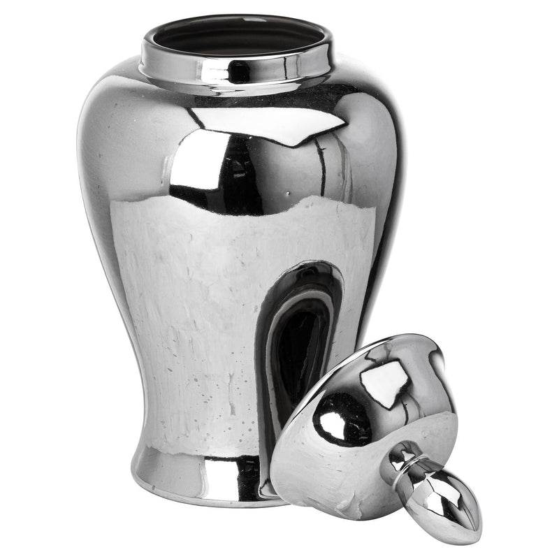 Chrome-effect ginger jar with the lid removed