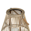 Close-up of the open top of the wicker lantern