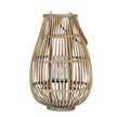Large ellipse wicker lantern with rope handle on white