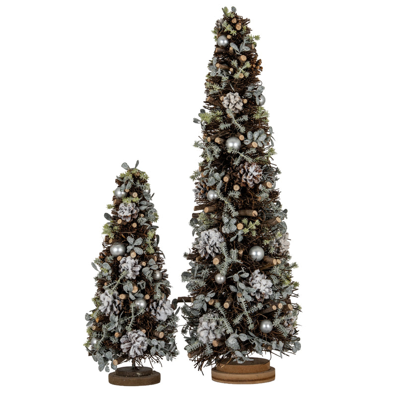 large and small frosted forest trees together, smaller size sold separately
