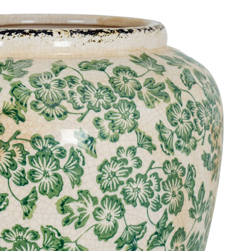 Close-up of the green clover pattern and rim