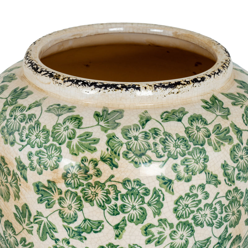 Inside the opening of the Green Clover vase