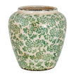 Large Green Clover hand-painted ceramic olpe vase