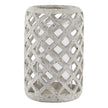 Large grey stone effect lattice hurricane lantern on white