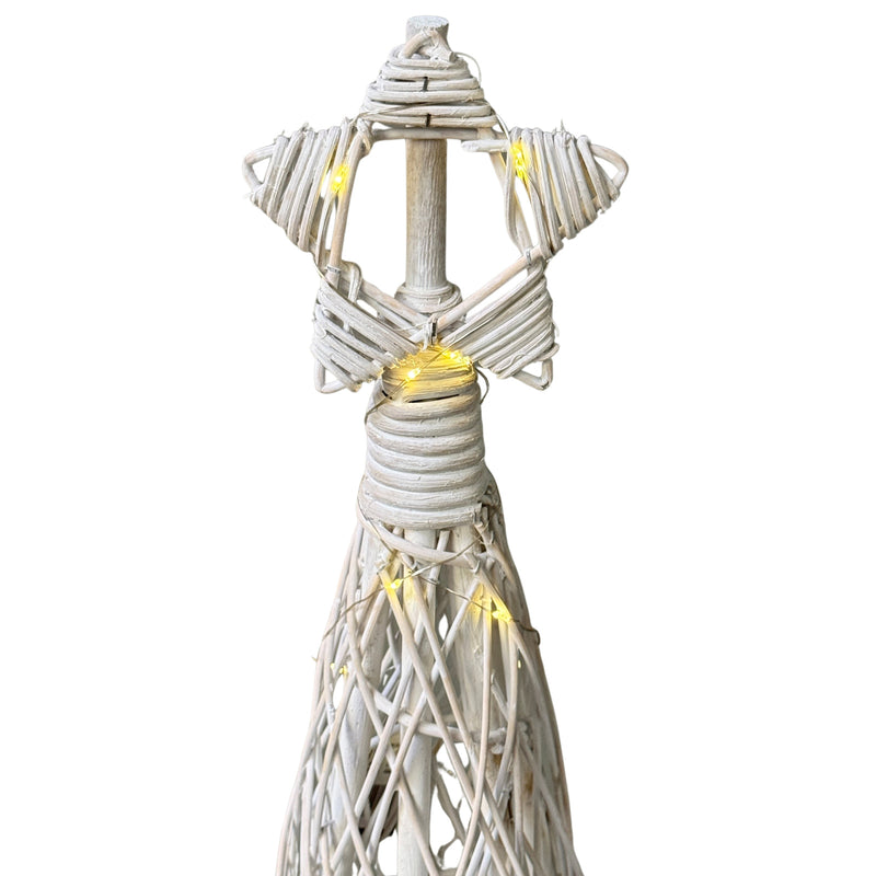 Large LED Wicker Christmas Tree with Star – 130cm, woven star topper with LED lights