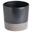 Large metallic grey ceramic planter with stone-coloured base band