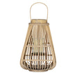 Large peardrop wicker lantern with a candle in its glass holder