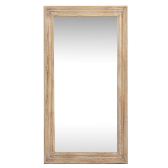 Rectangular washed wood framed mirror, front view