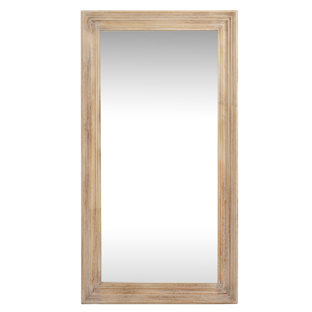 Rectangular washed wood framed mirror, front view
