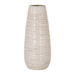 Large ribbed cream ceramic column vase