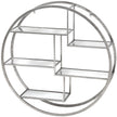 Large round silver wall shelf with mirrored shelves, front view