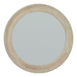 Round washed wood framed mirror, front view