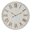 Large rustic white wooden wall clock with beaded frame