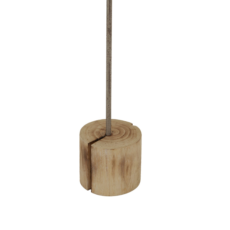Natural wood log base with the metal rod