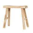 Large rustic wooden artisan stool, front view