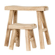 Large wooden stool shown with a smaller stool sold separately