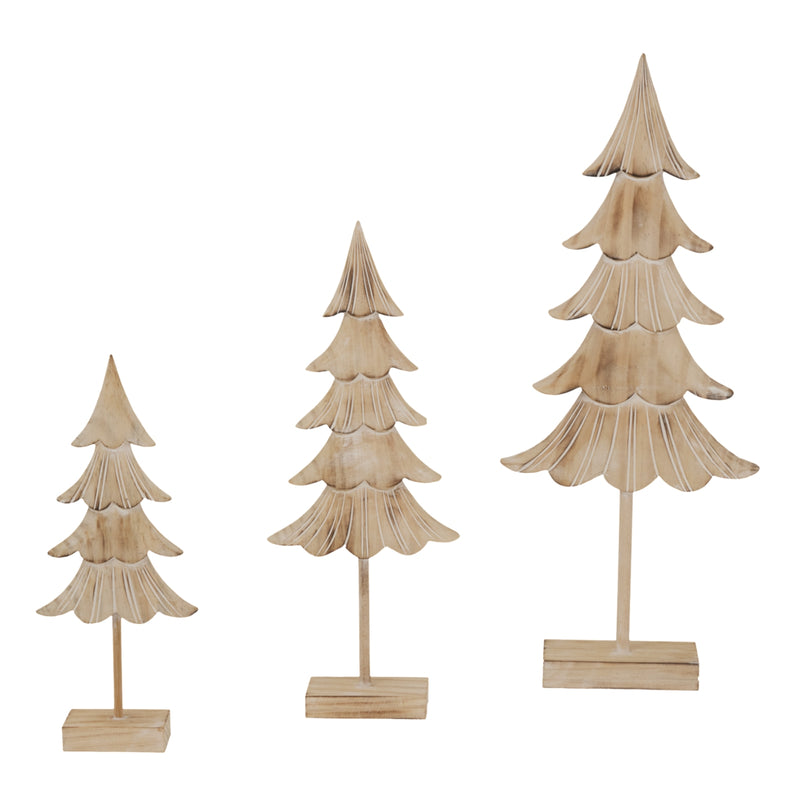 rustic wooden fir trees in three sizes, others sold separately