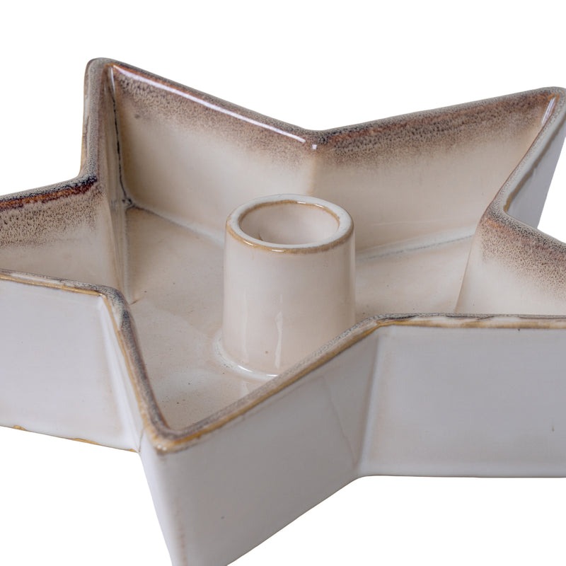 Close-up of the star holder's central candle cup and glazed edge