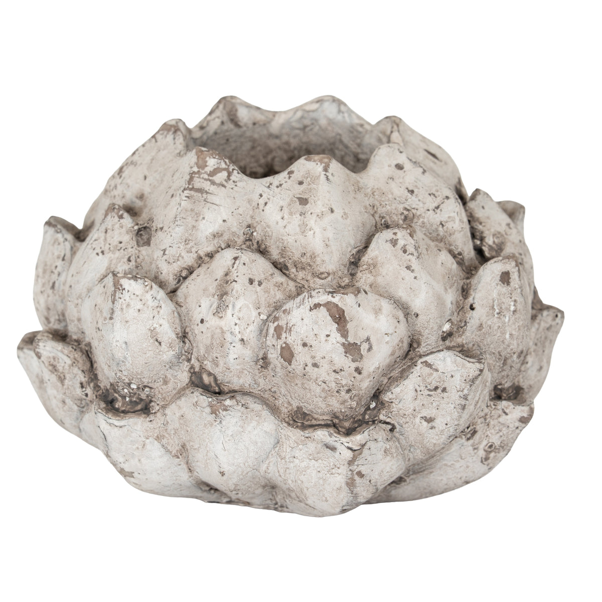Large stone-effect ceramic acorn tea light holder