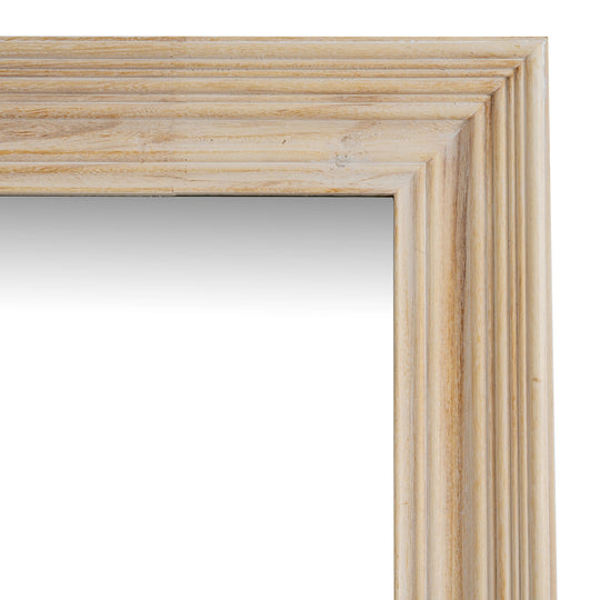 Close-up of the stepped washed wood frame
