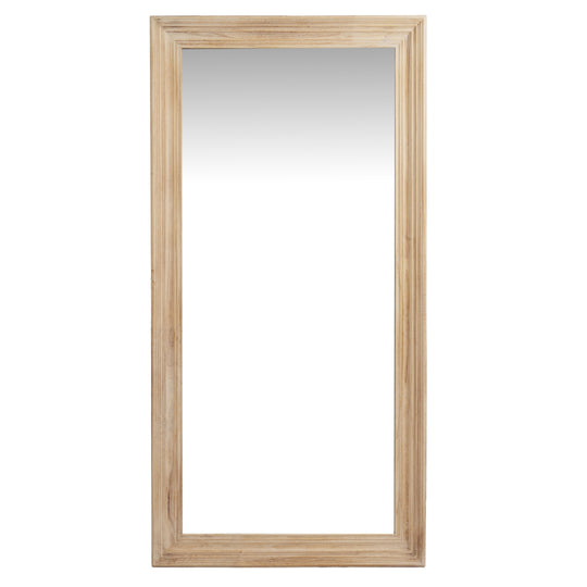 Large washed wood framed mirror, front view