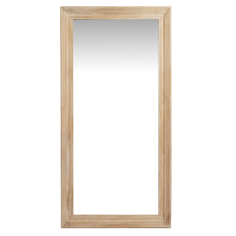Large washed wood framed mirror, front view