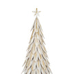 close-up of the layered white metal leaves and star