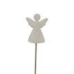 Large whitewashed rustic angel on its stand, front view