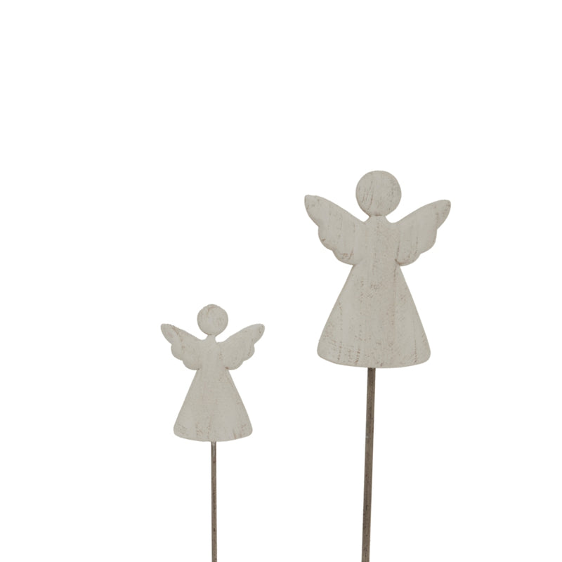 Large whitewashed angel shown with a smaller size sold separately