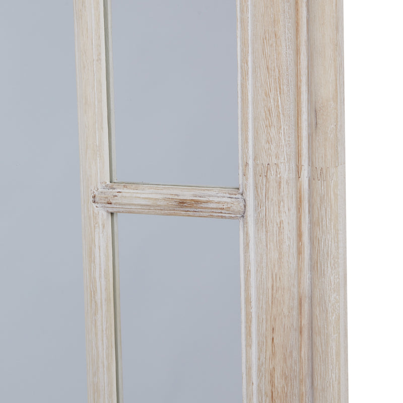 Close-up of a pane divider on the washed wood frame