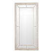 Large whitewashed wood window mirror, front view