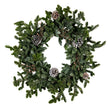 Woodland pine wreath with pinecones on a white background