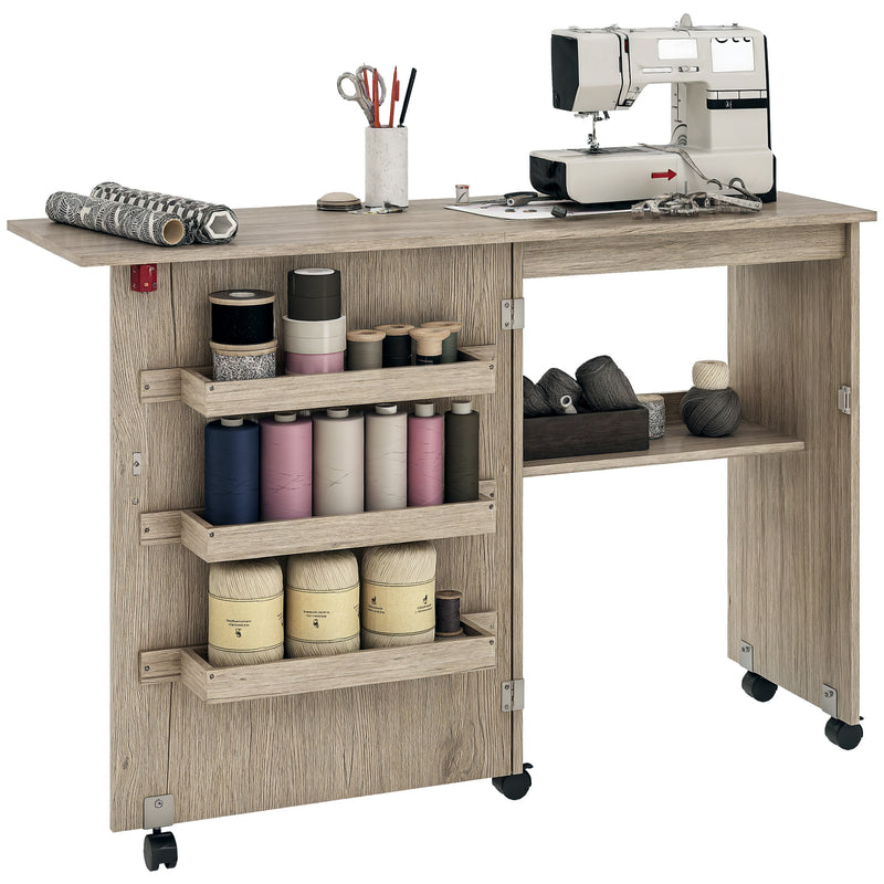 Folding sewing table – grey wood effect – image 10