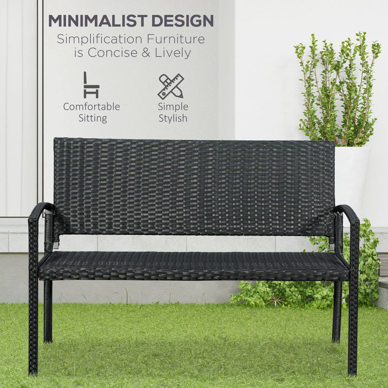Black rattan garden bench – image 4