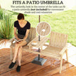Outsunny 2-Seater Garden Loveseat with Table and Parasol Hole for Porch, Patio, Natural Wood Finish – view 5