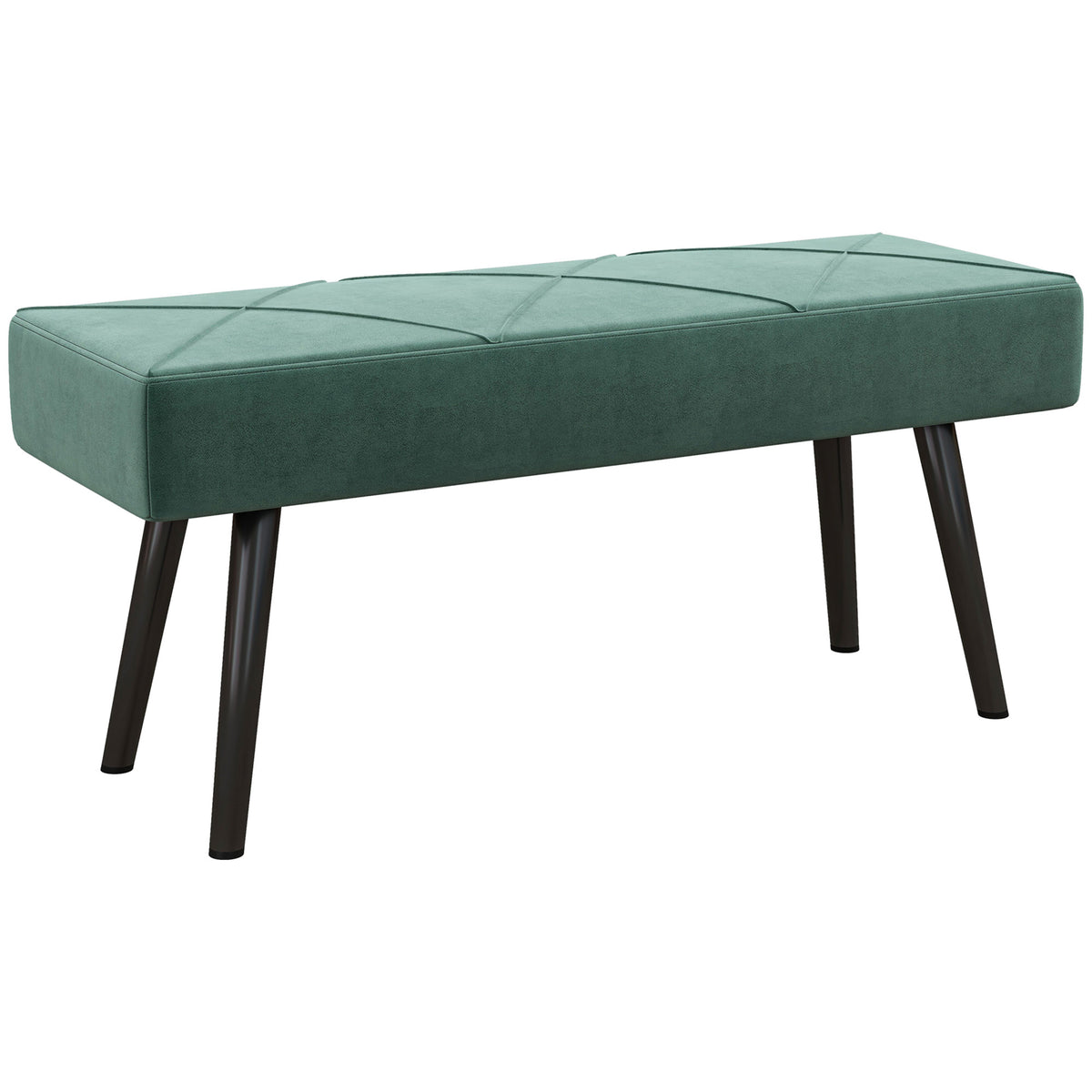 100 cm Velvet-Feel End-of-Bed Bench with Steel Legs – Green