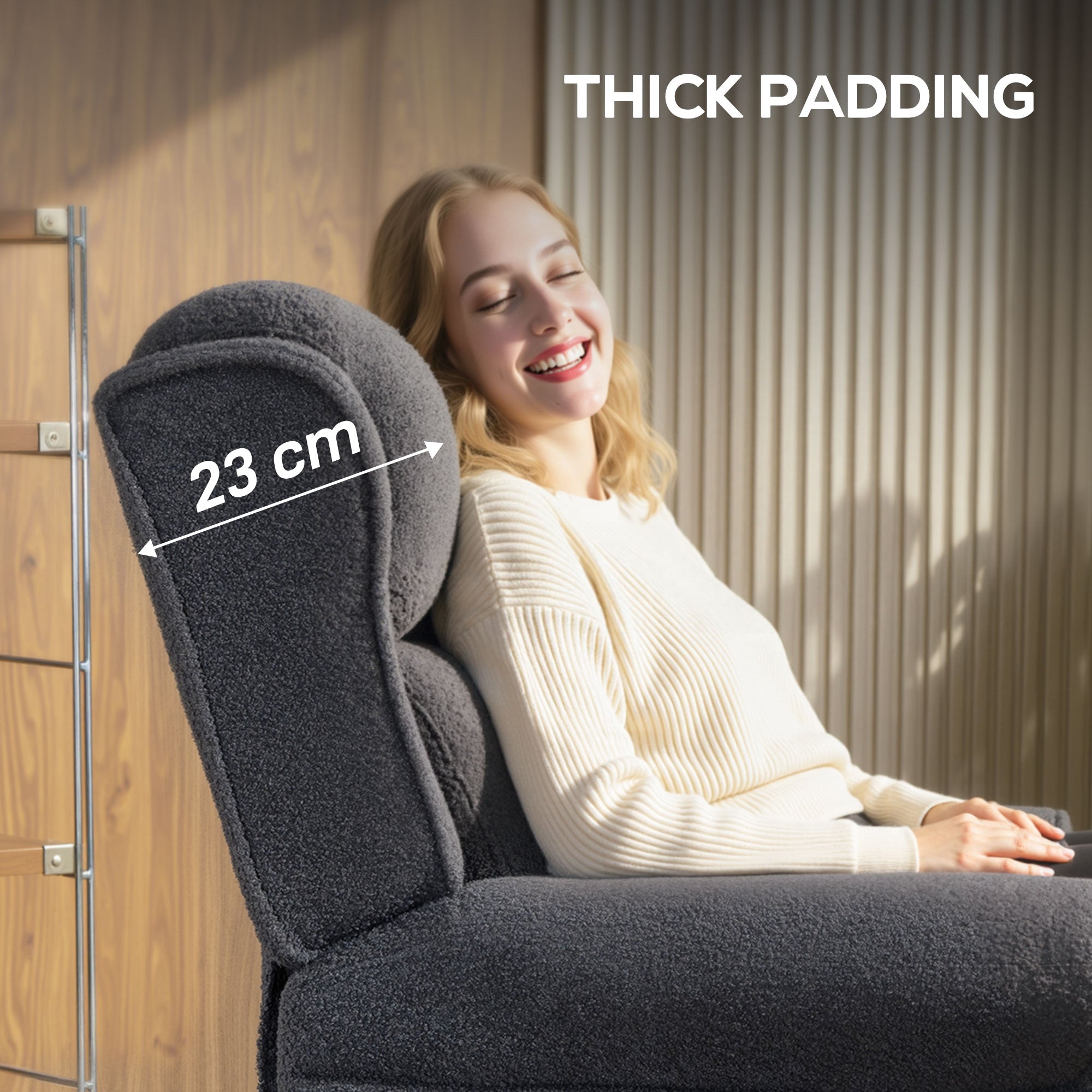 132Â° Recliner Armchair, with Extended Footrest - Dark Grey