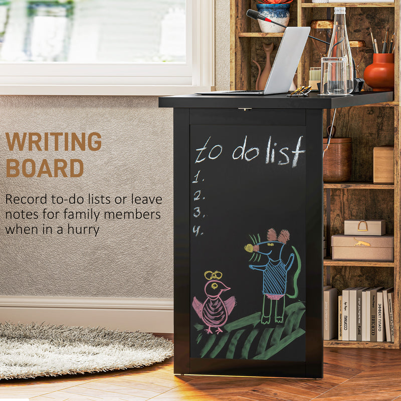 Fold-out desk with chalkboard – rustic brown & black – image 6
