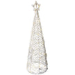 LED whitewashed wicker Christmas tree with star, lit, on white