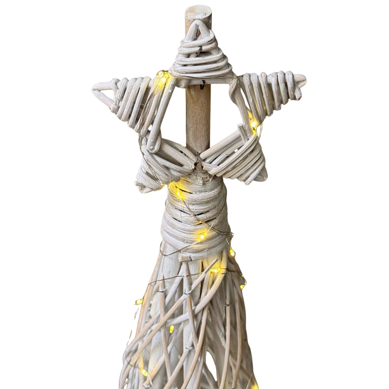 Woven wicker star topper with warm LED lights