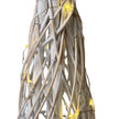 Close-up of the wicker weave lit with LED lights