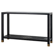 Lennox black console table, angled view
