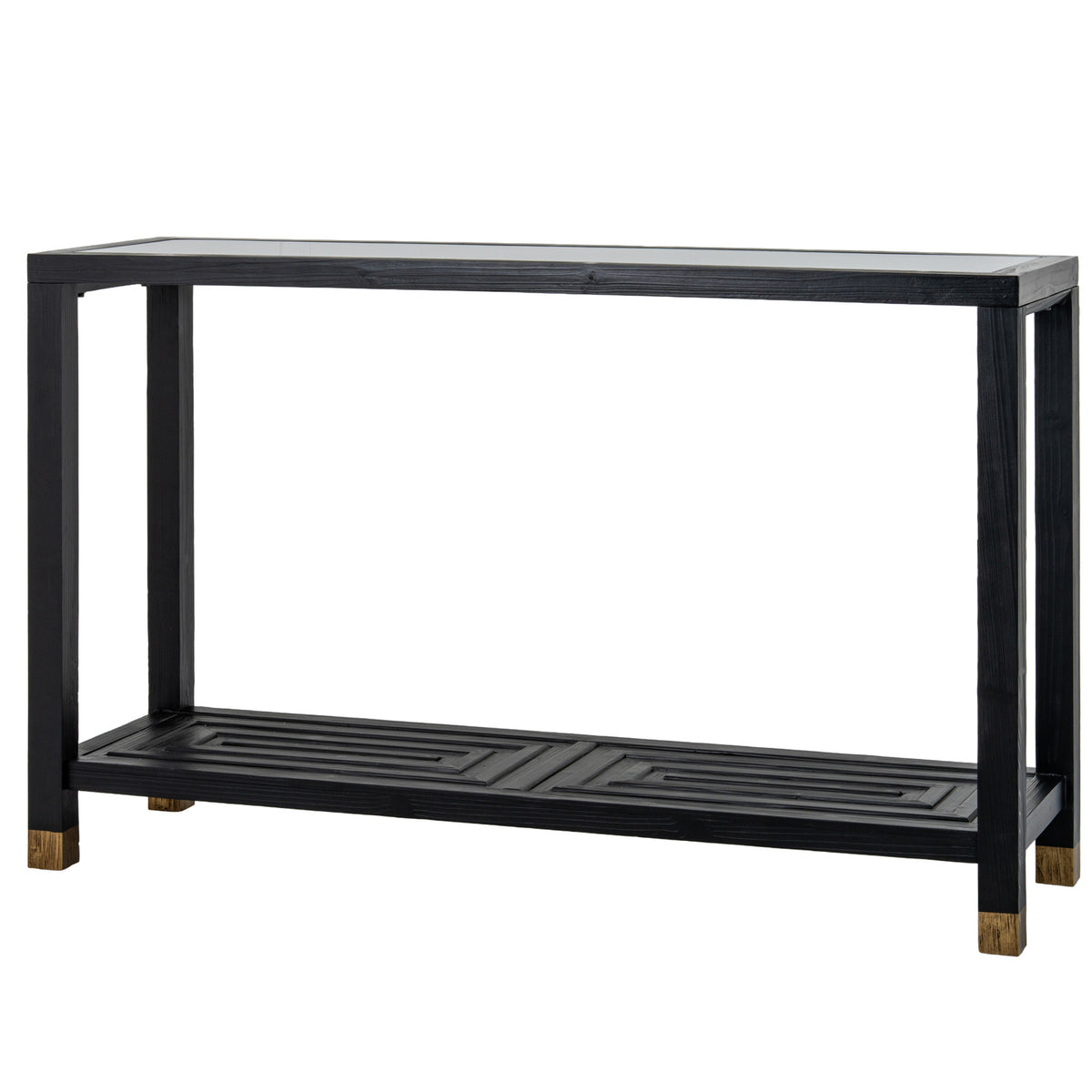 Lennox black console table, angled view