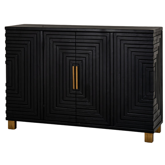Lennox black geometric sideboard, three-quarter view