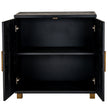 sideboard with both doors open showing the shelf