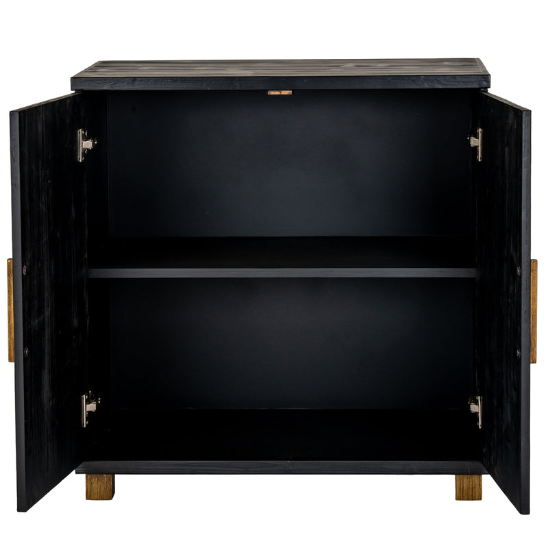 sideboard with both doors open showing the shelf