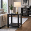 Lennox side table beside a sofa with a table lamp