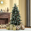 5ft snow-dipped tree with berries and pine cones – image 2