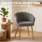Lounge Chair Petal-Back Armchair Metal Metal Legs for Living Room Bedroom, Grey