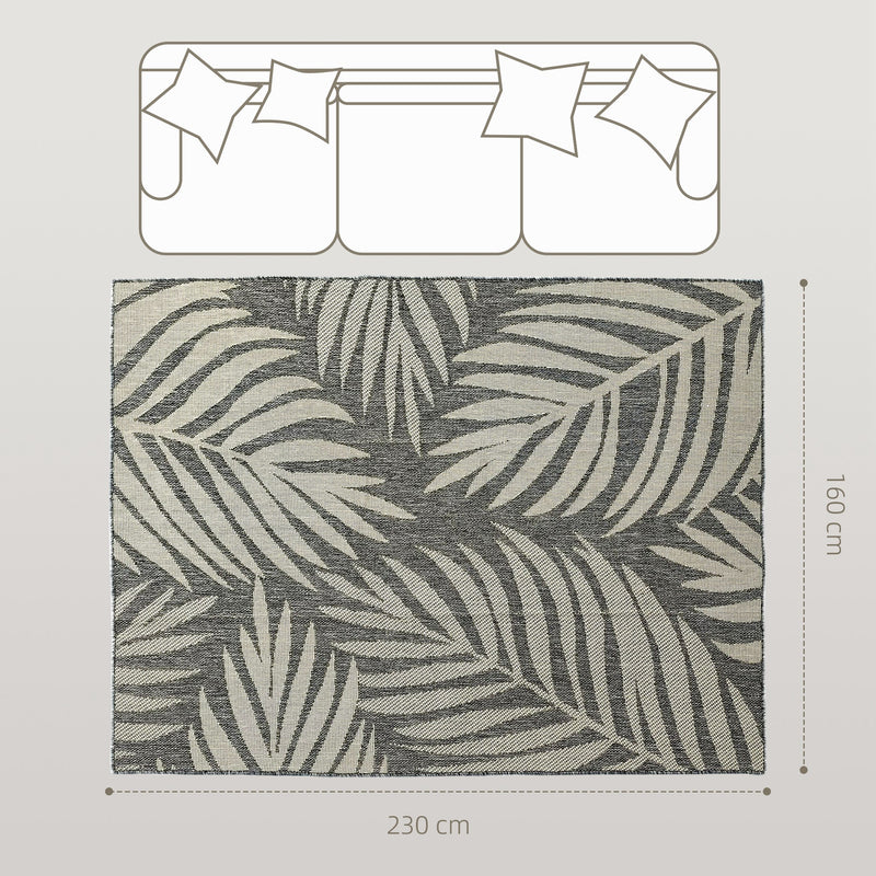 Grey leaf pattern rug 230 x 160 cm – image 3